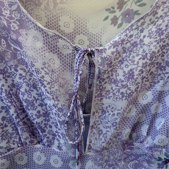 Y2K Sheer Lined Patchwork Midi Dress - Picture 3 of 9